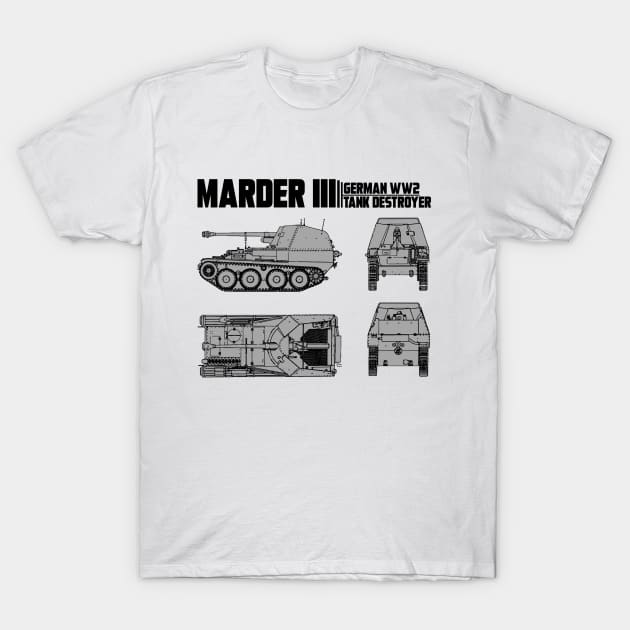 MARDER III TANK DESTROYER T-Shirt by theanomalius_merch